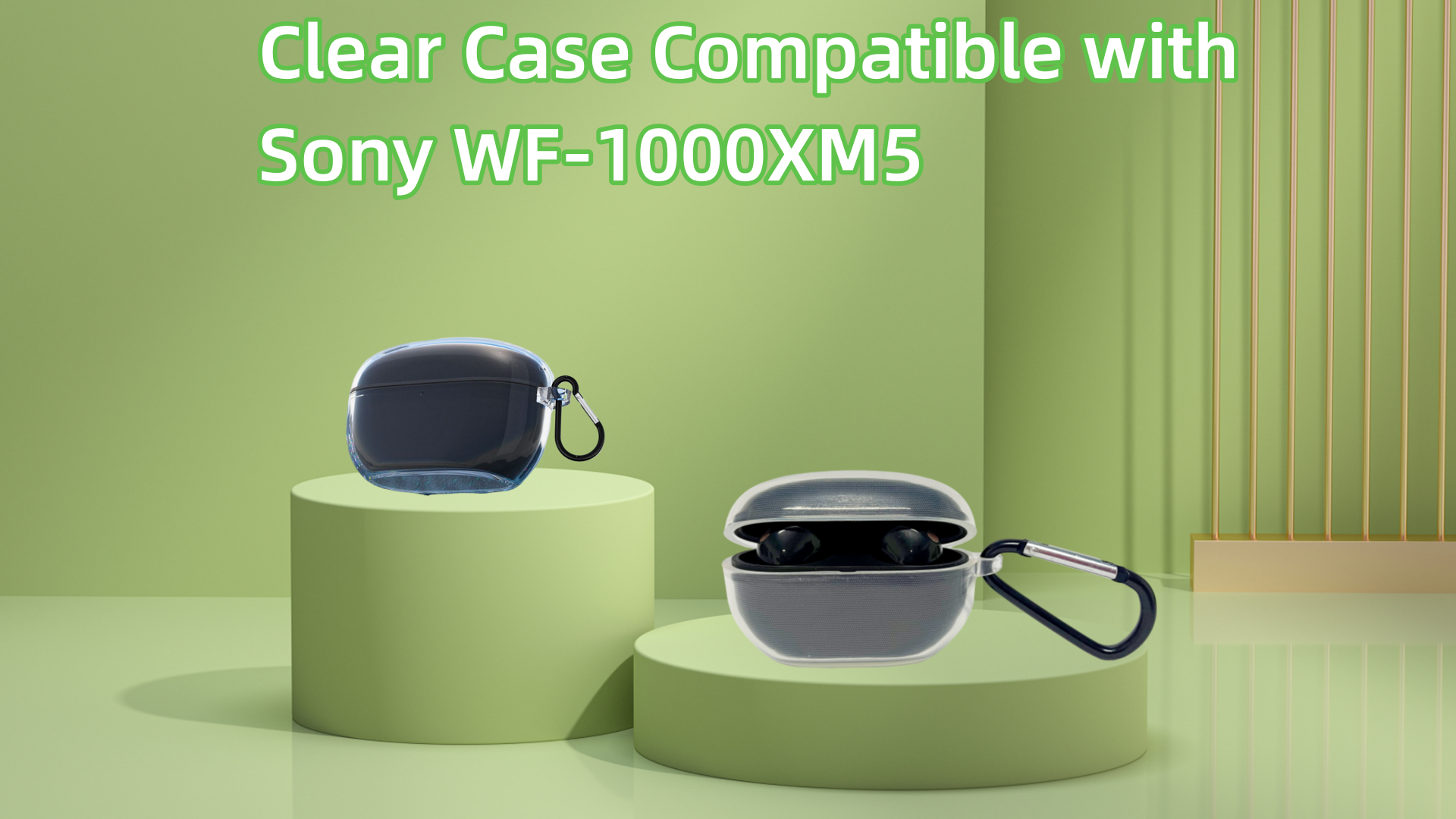 SONY WF-1000XM5 ケースのみなし Watch Soft TPU Clear Case for Sony WF-1000XM5 with Keychain on